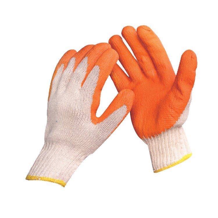 Labor Protection Guantes De Caucho Garden Construction Safety Cotton Knitted Red Rubber Palm Latex Coated Working Hand Gloves