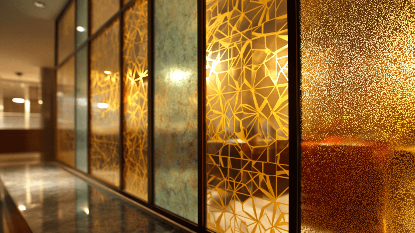 reeded beveled textured glass panels