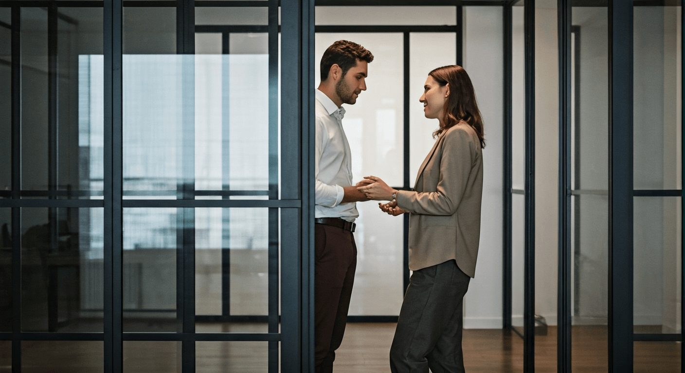 Glass partition sliding door office