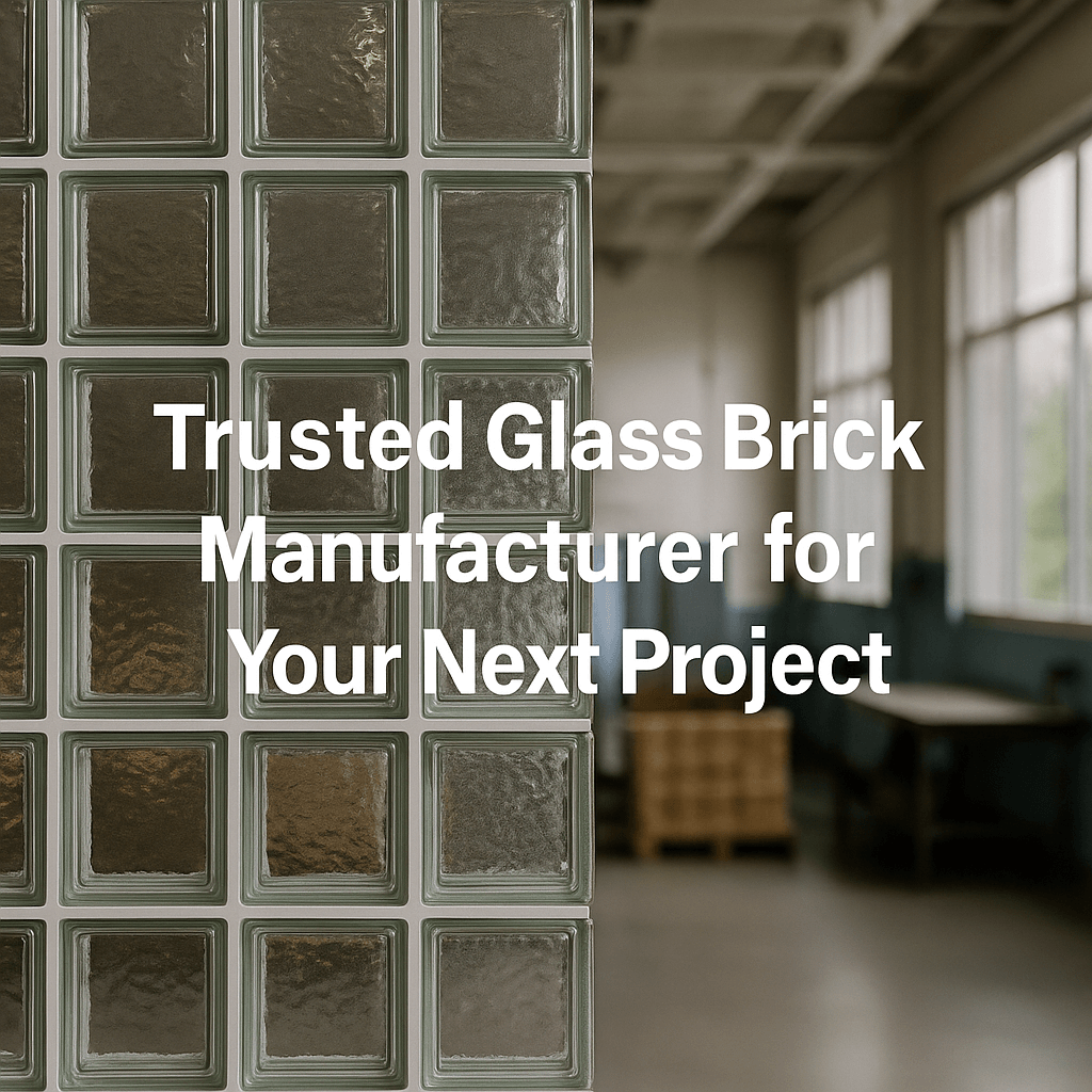 Architect with glass brick wall