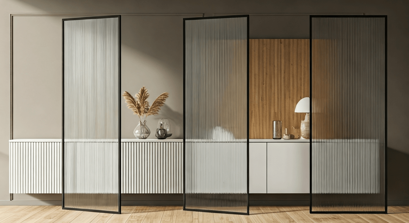 decorative glass panels in stylish interior