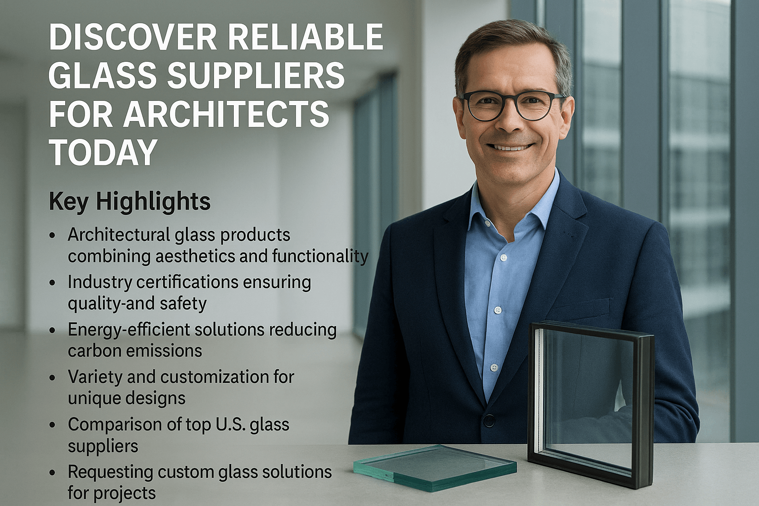 Architect with glass samples in studio