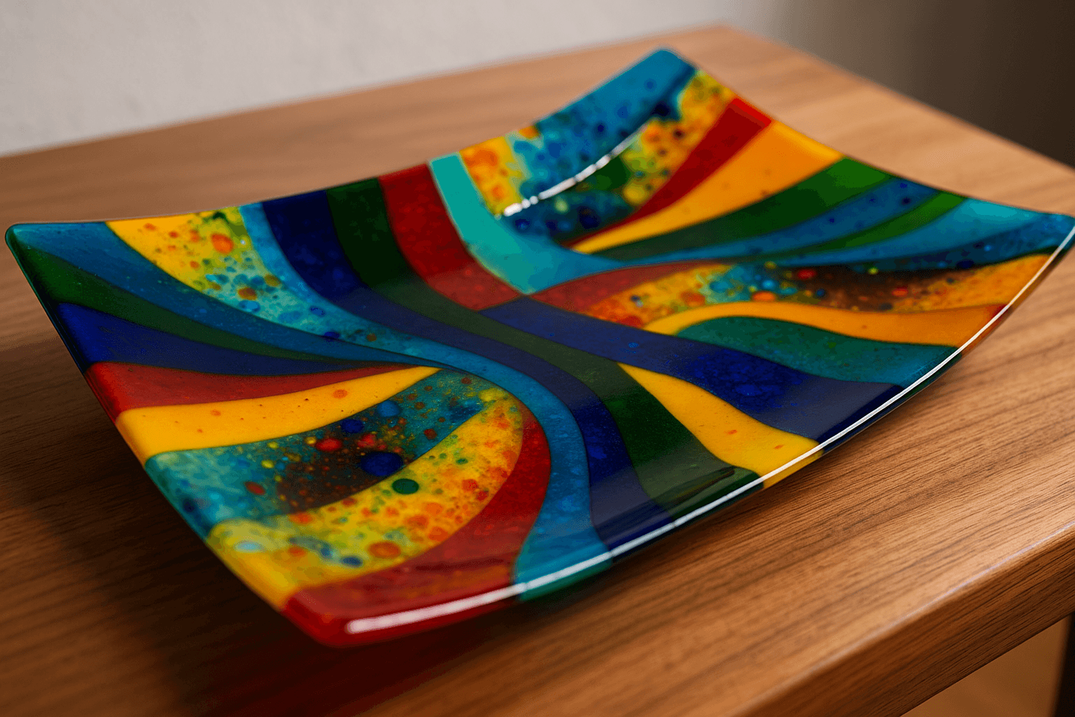 artist fusing glass in kiln