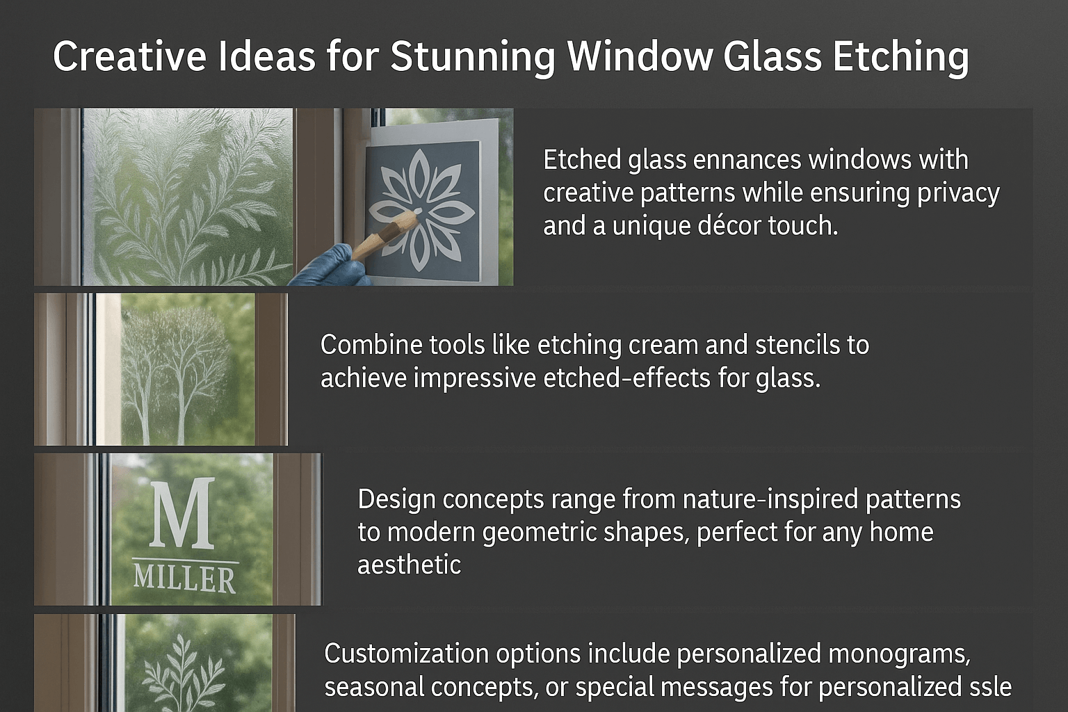 Artisan etching glass window