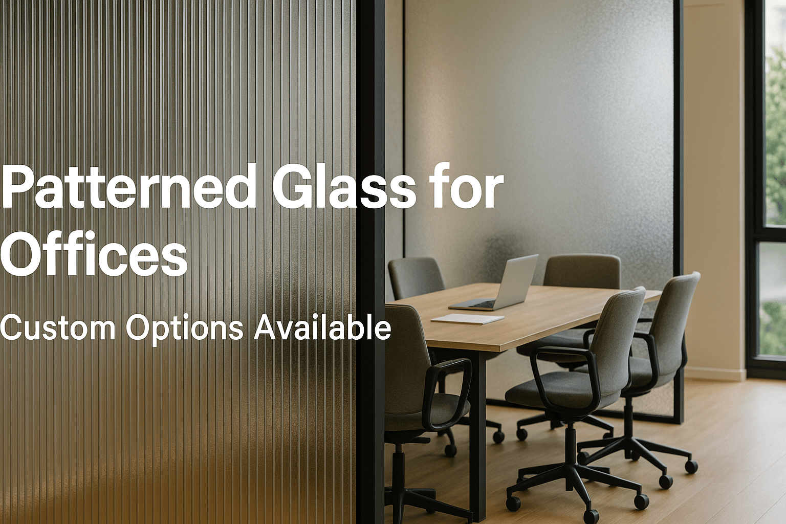patterned glass office interior