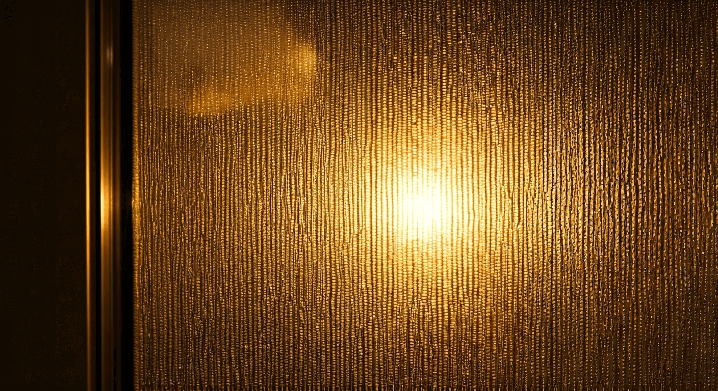 Patterned glass in office interior