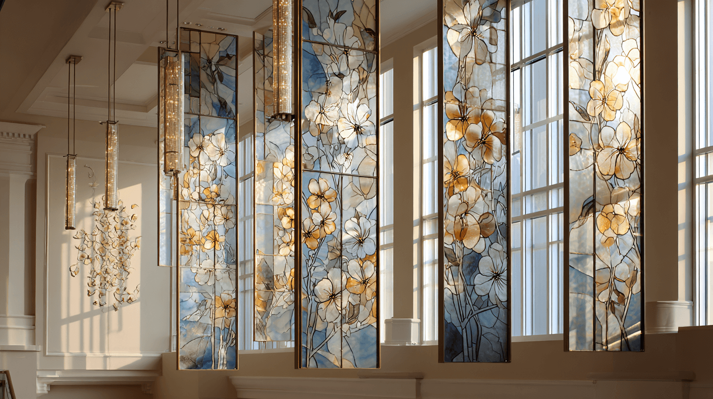 decorative glass panels in living room