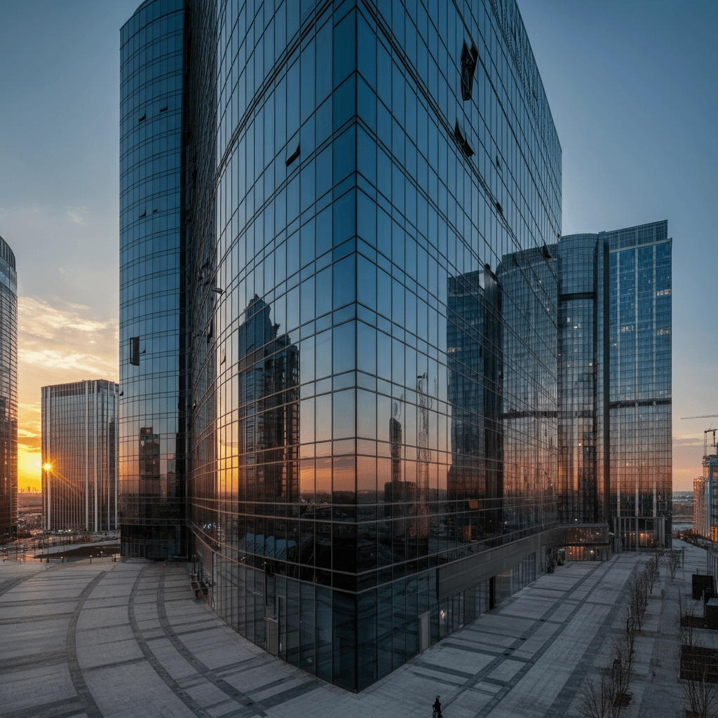 City skyline glass