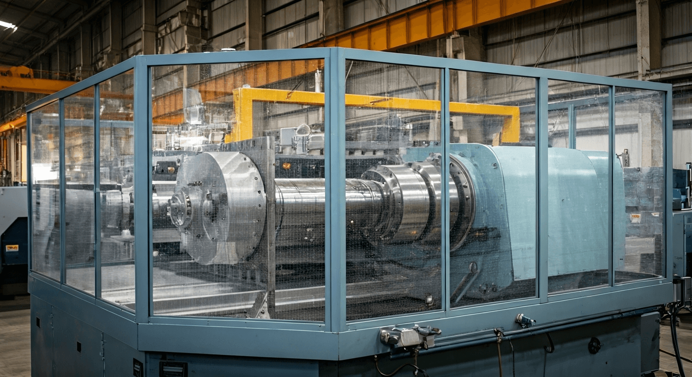 Machine protected by tempered glass