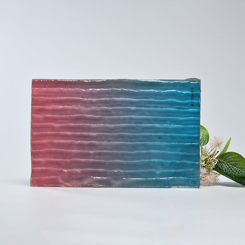 ​​Horizontally Textured Gradient Art Glass Panel​ Hot Melt Glass