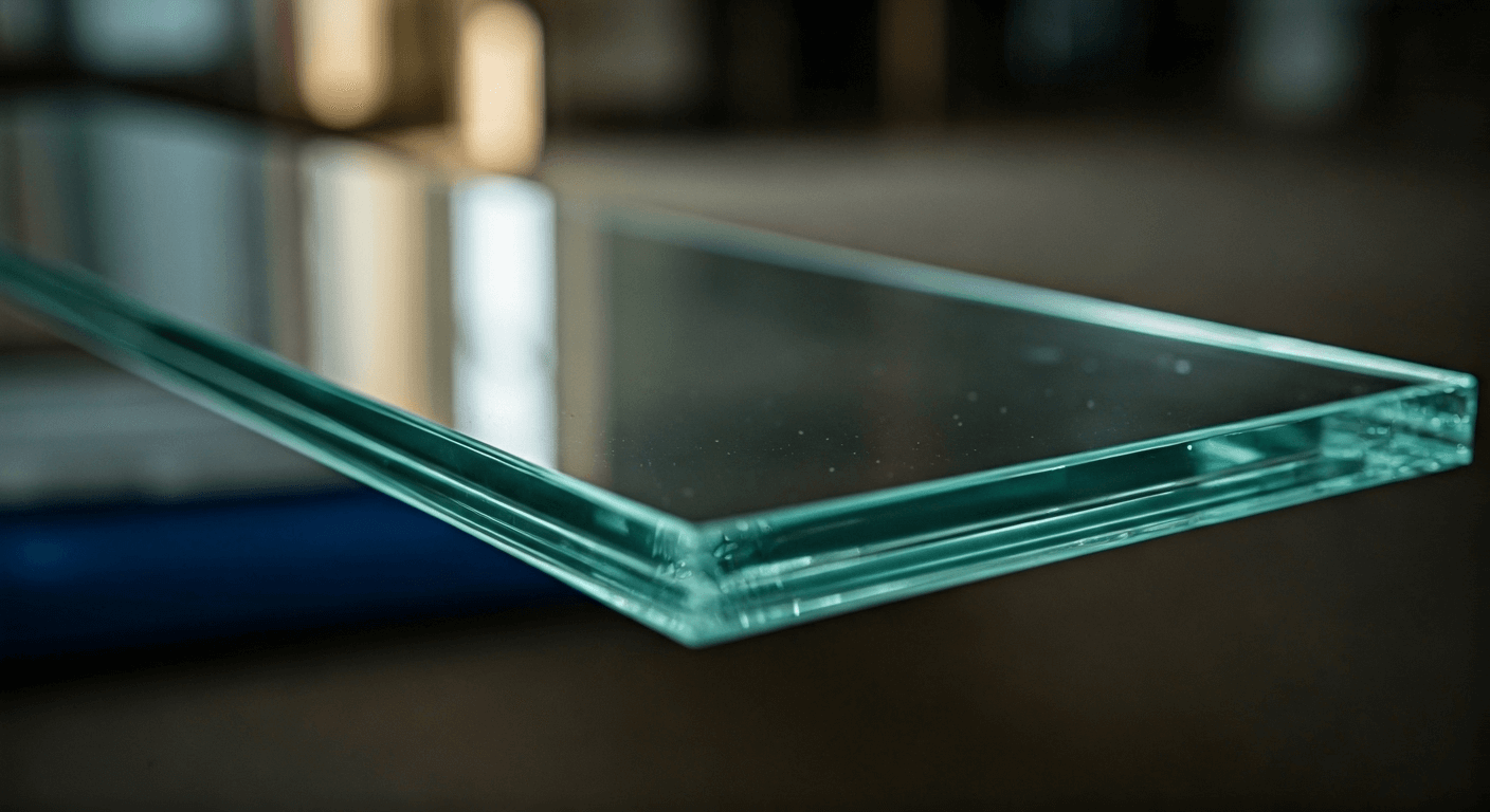 Low iron glass sheet close-up