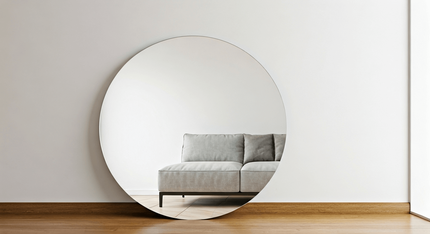 36-inch round mirror in living room
