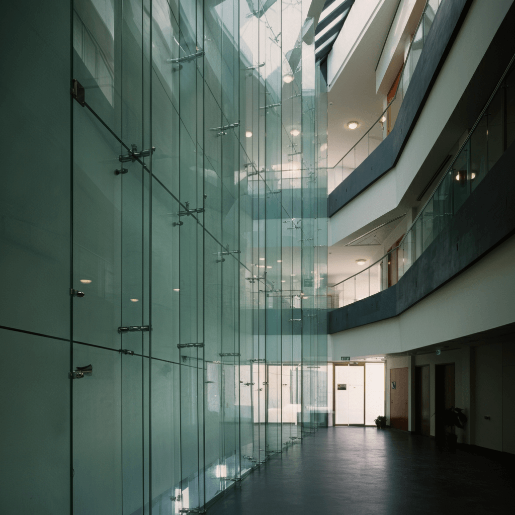 Interior glass curtain wall