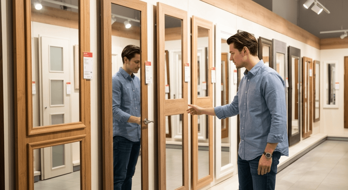 person selecting door mirror