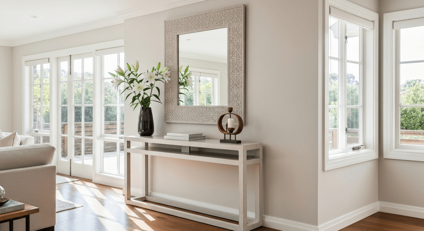 Custom mirror in living room