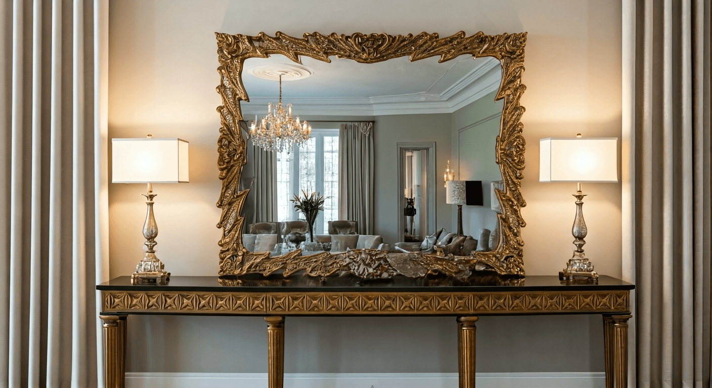 champagne bronze mirror in living room