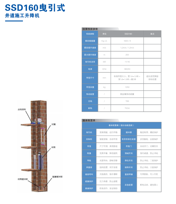 SSD160 traction type (shaft construction elevator)