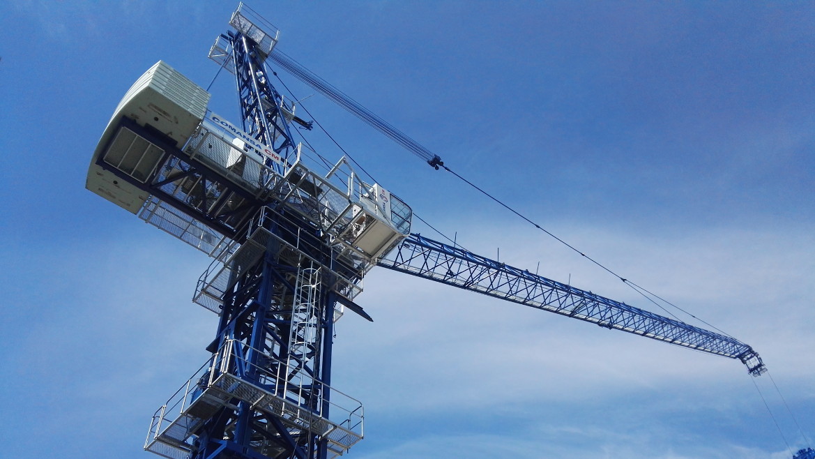 What is the elevation angle of the boom tower crane