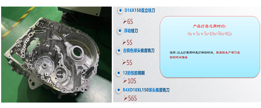 Use D16X150 vertical milling cutter to remove burrs, it takes 6 seconds