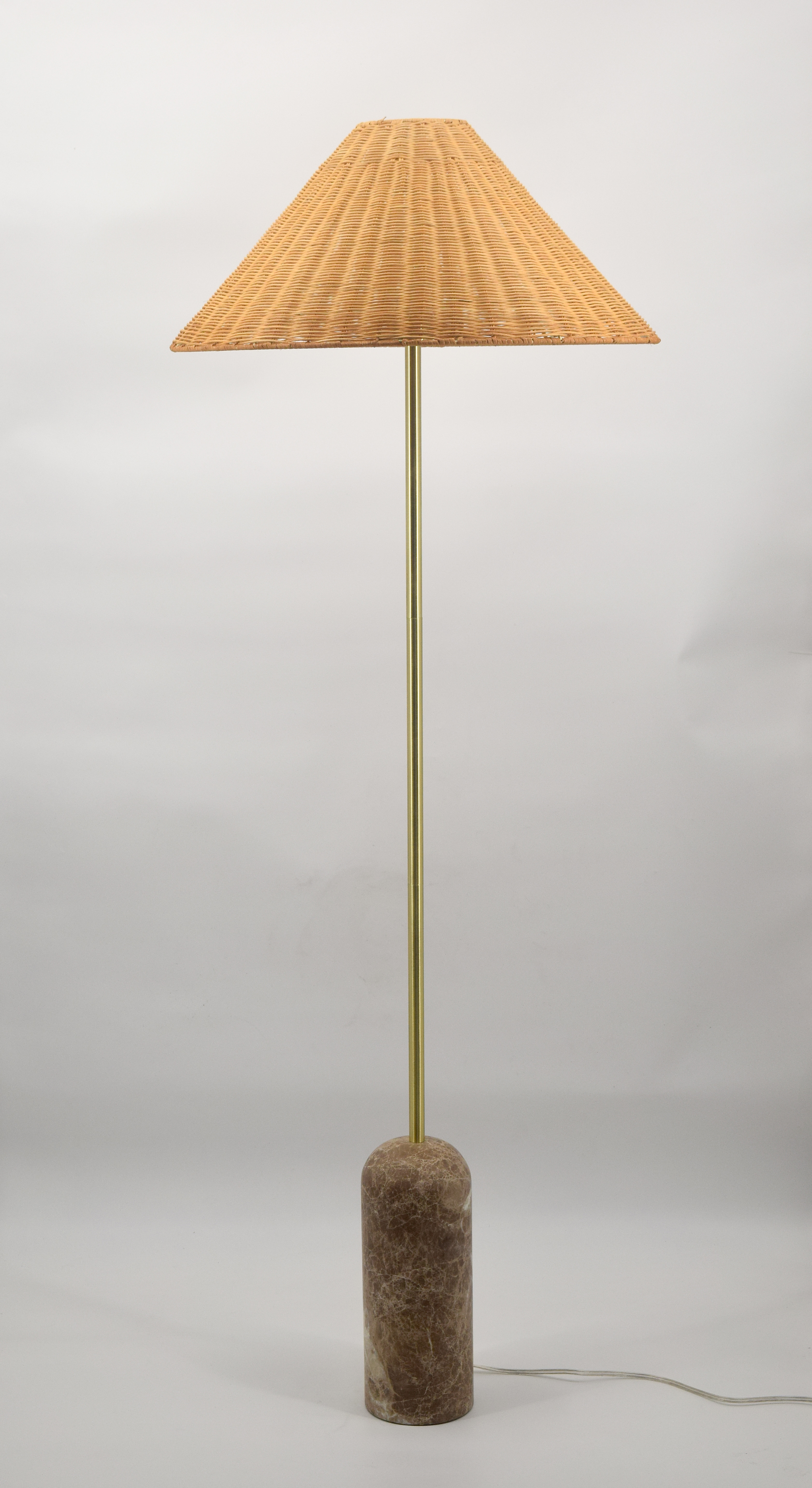 Natural marble rattan floor lamp
