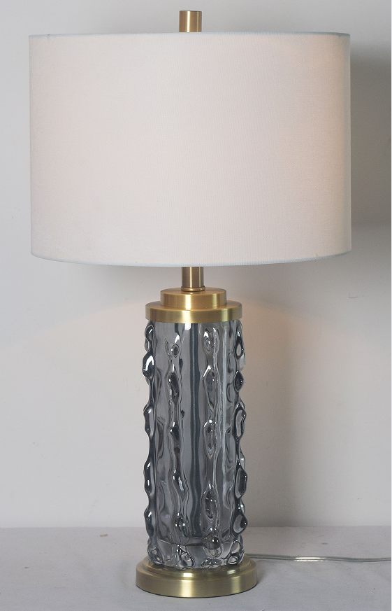 Smoke gray glass table lamp