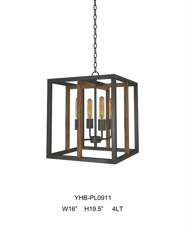 Industrial-style wrought iron pendant lamp