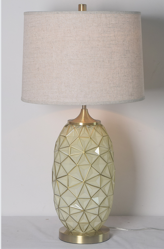 Yellow glazed glass table lamp