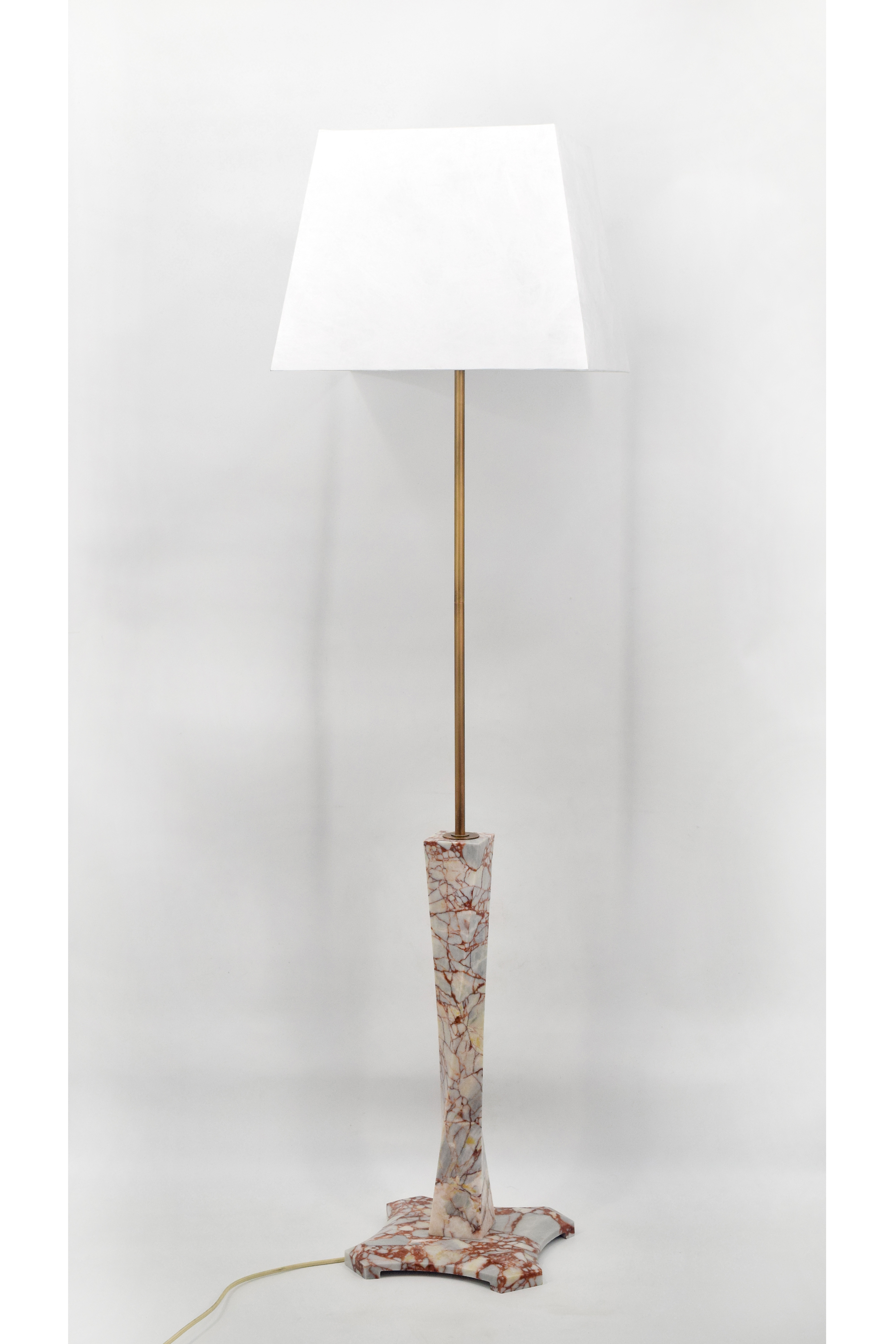 Natural Bulgari red marble floor lamp