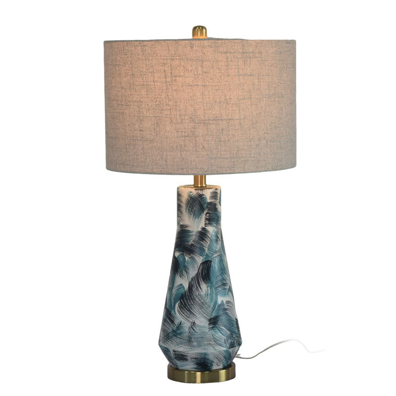 Colorful printed ceramic table lamp