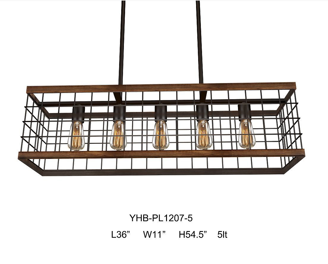 Industrial-style wrought iron pendant lamp