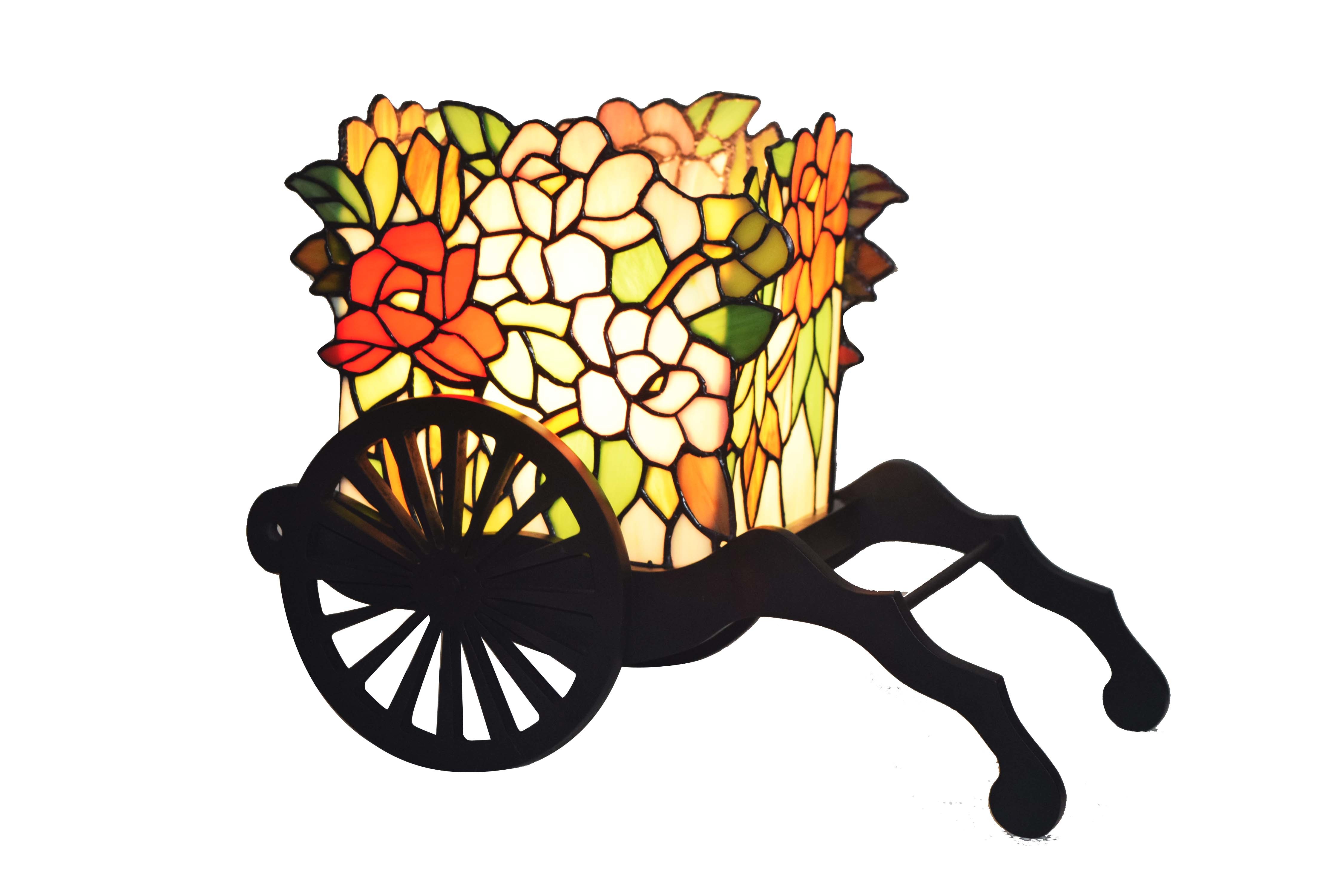 Flower cart Tiffany decorative table lamp