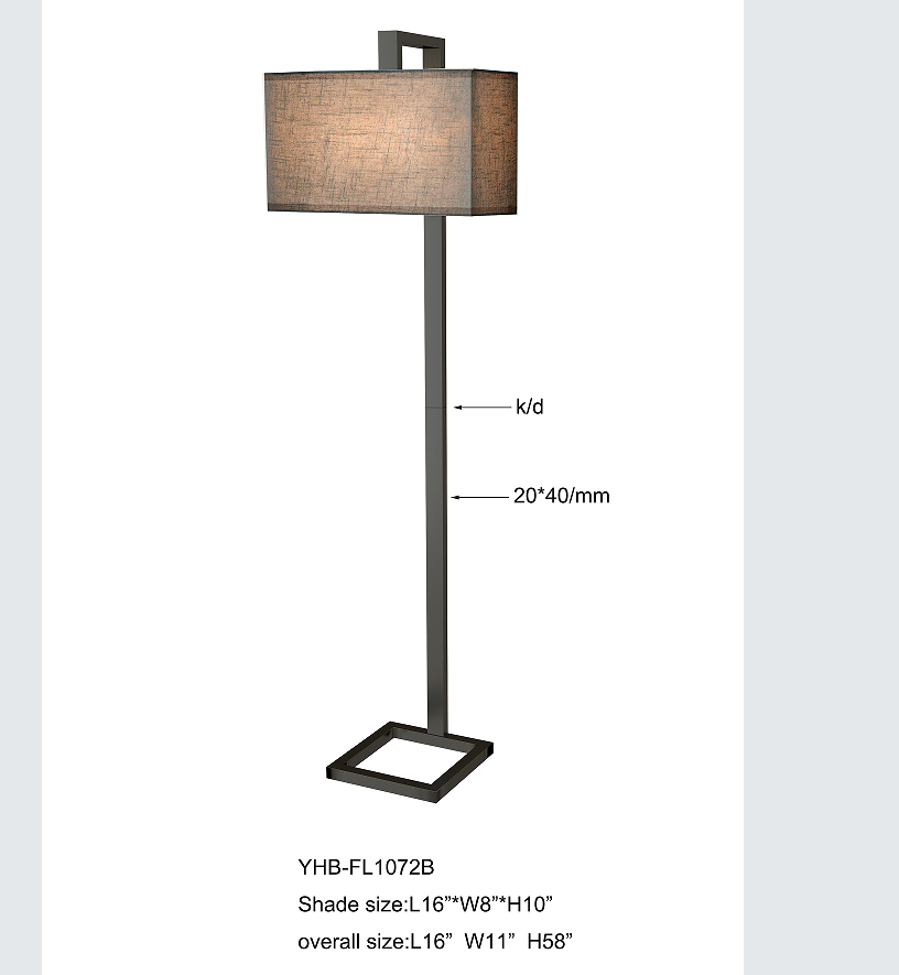 Modern minimalist metal and fabric floor lamp
