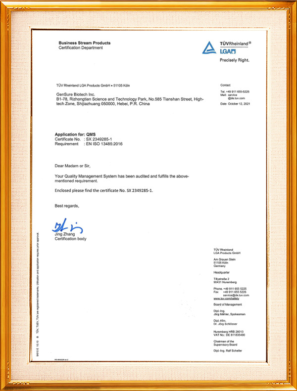 德国莱茵业务流产品认证 ISO13485:2016 德国莱茵业务流产品认证 ISO13485:2016