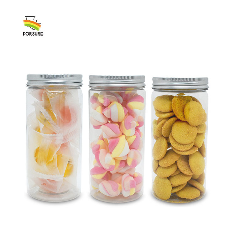 Botol plastik bulat gred makanan 450ml (15oz) dengan penutup untuk pembungkusan biskut, gula-gula, manisan dan madu.