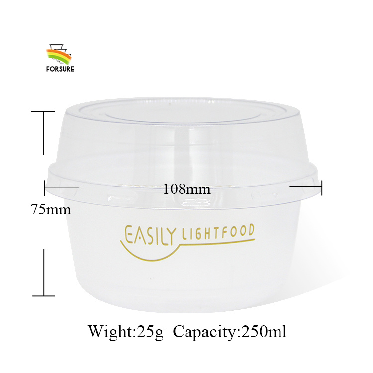 Tampas plastik yogurt 250ml dijual, cawan plastik aiskrim 8.5 oz.