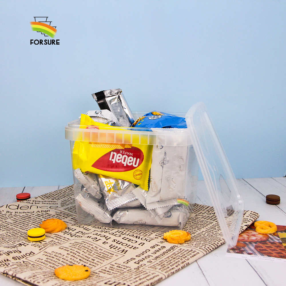 Envase de plástico cuadrado IML para yogur y galletas, venta directa de fábrica