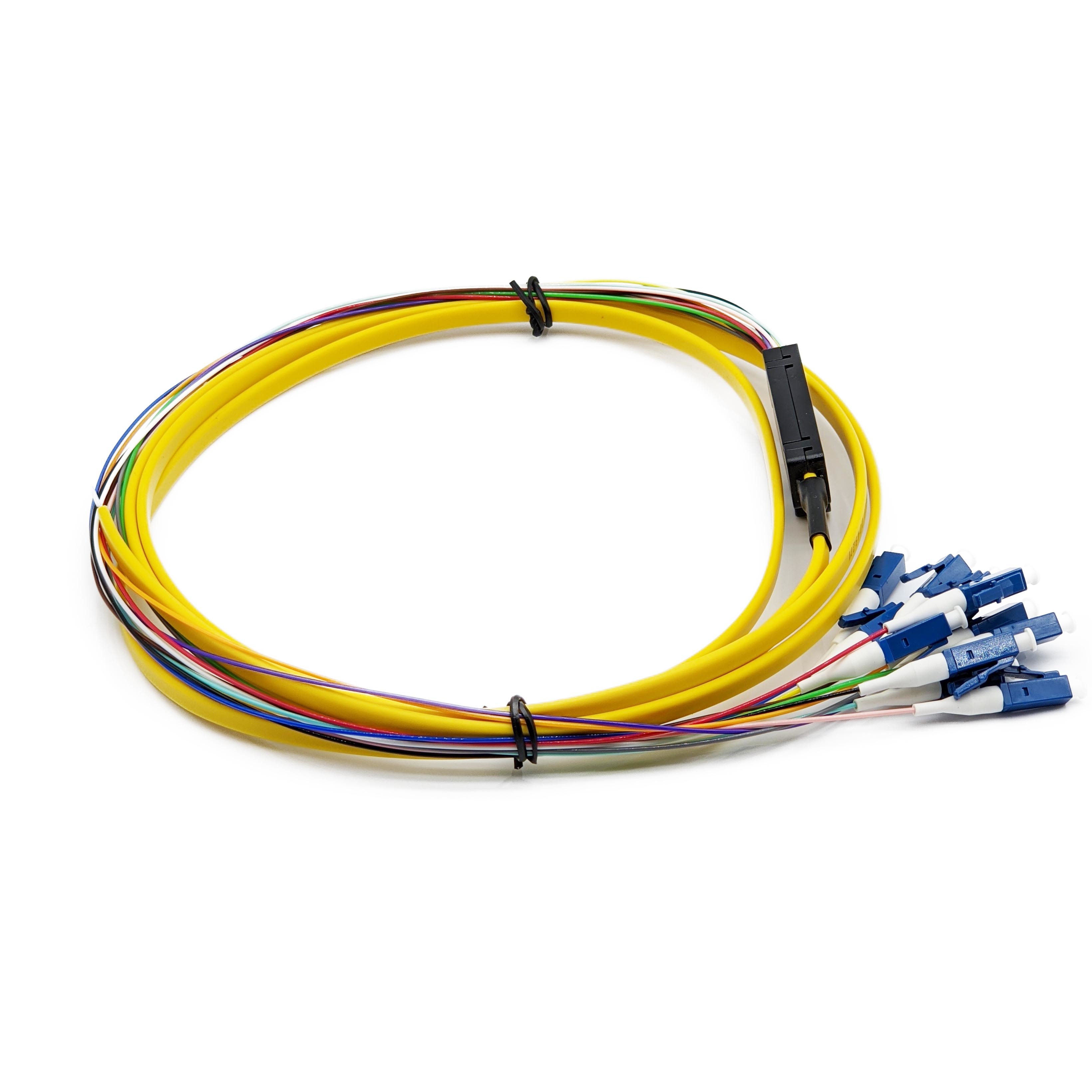 Fiber Pigtail LC UPC 12 Fibers to Unterminated Single Mode OS2 0.9mm