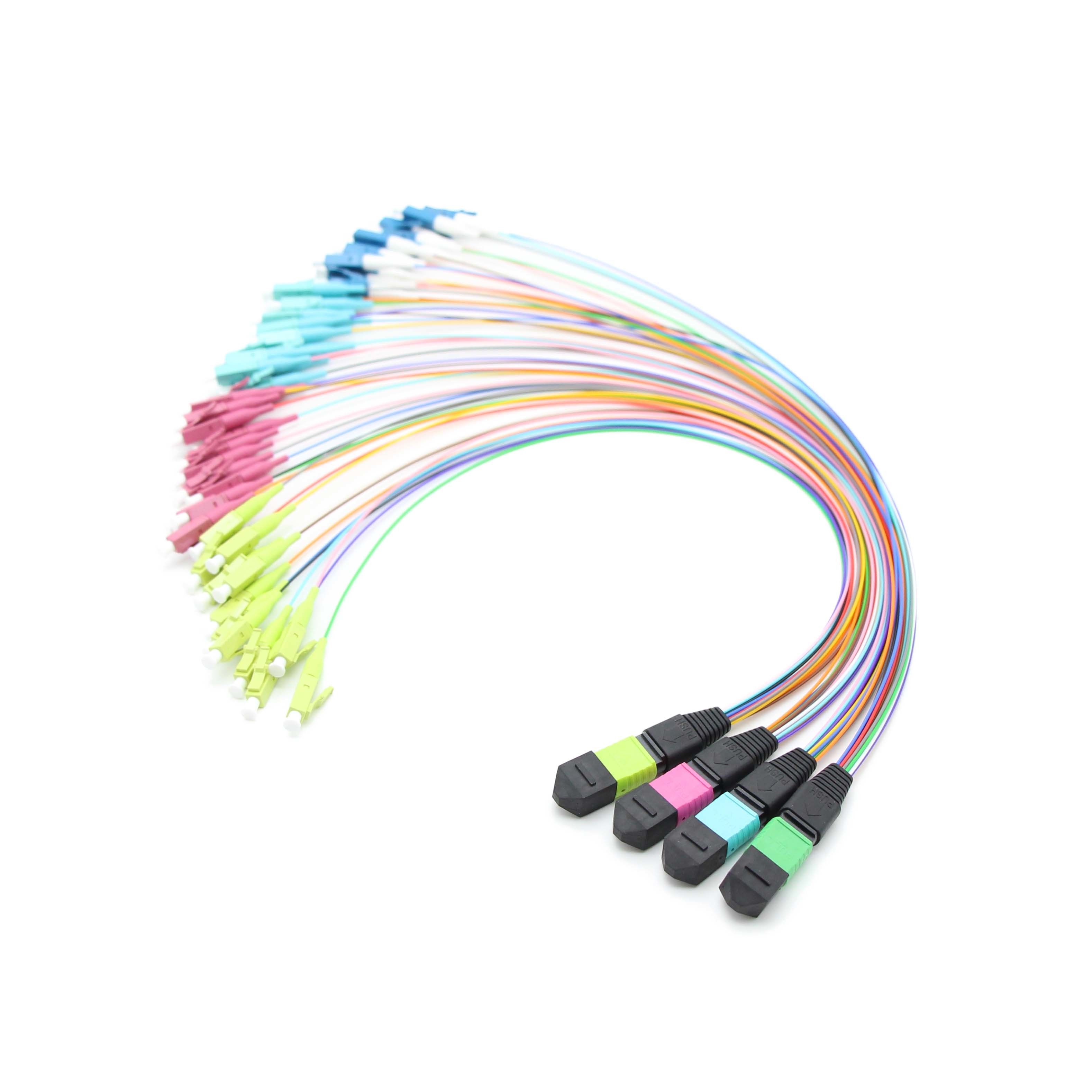 OS2/OM3/OM4/OM5 MPO to LC/FC/SC/ST 8/12/16/24 Fibers 0.9mm
