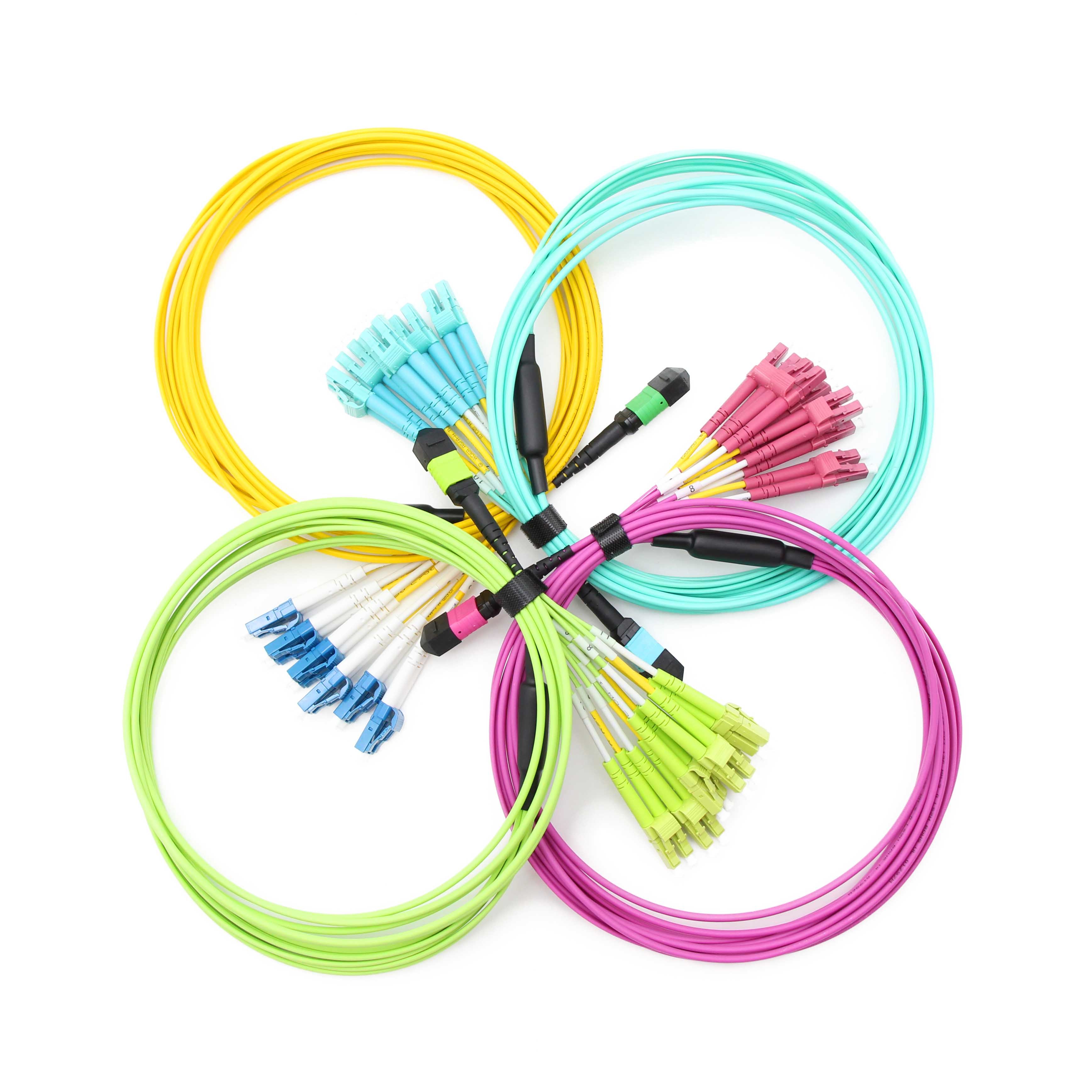 OS2/OM3/OM4/OM5 MPO to LC/FC/SC/ST 8/12/16/24 Fibers UPC APC
