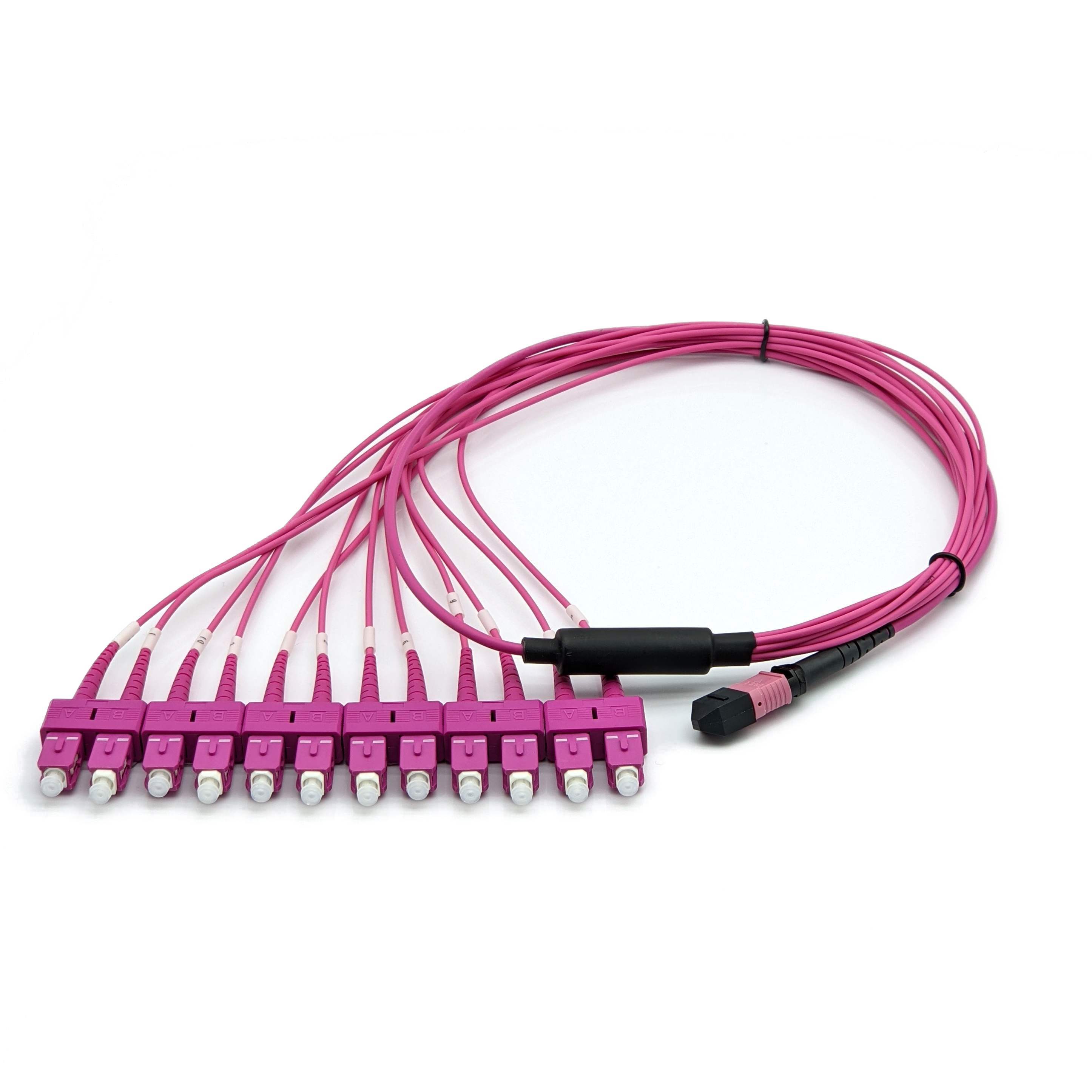 OM4 MPO-12 UPC to SC UPC 12 Fibers