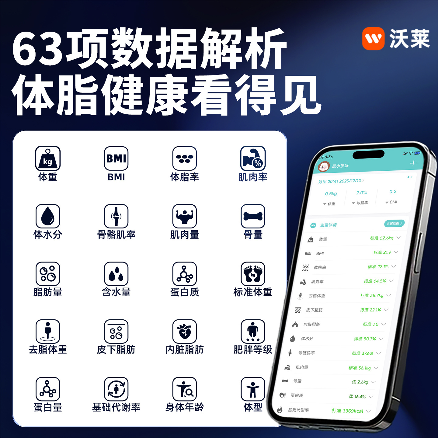 沃莱科技智能发光体脂秤S3