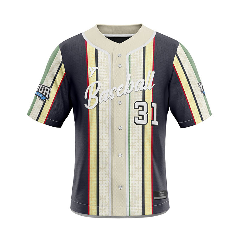 Retro Striped Multi - Color Baseball Jersey Retro Striped Multi - Color Baseball Jersey