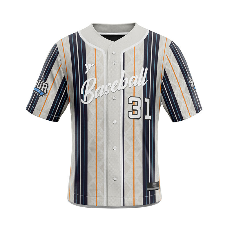 Grey - Orange Striped Baseball Jersey Grey - Orange Striped Baseball Jersey