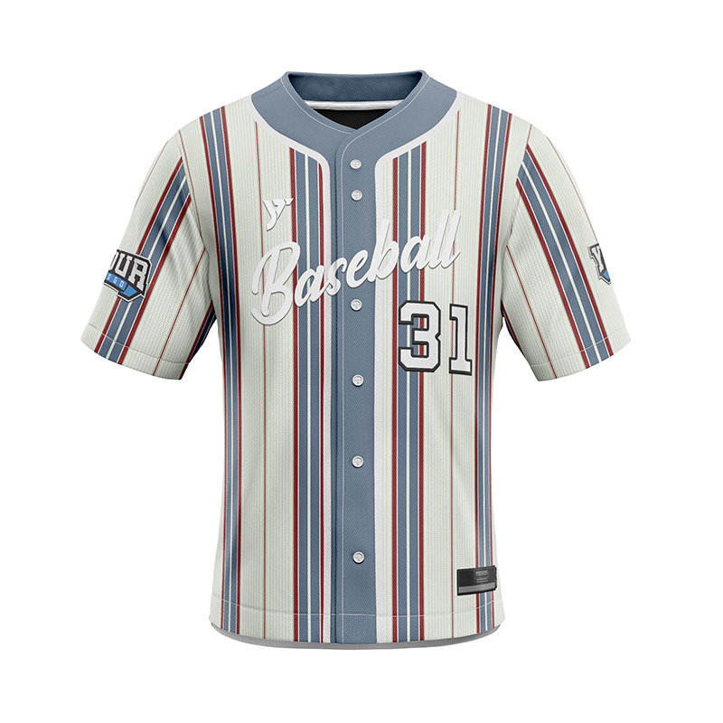 Blue Red Striped Light Baseball Jersey Blue Red Striped Light Baseball Jersey