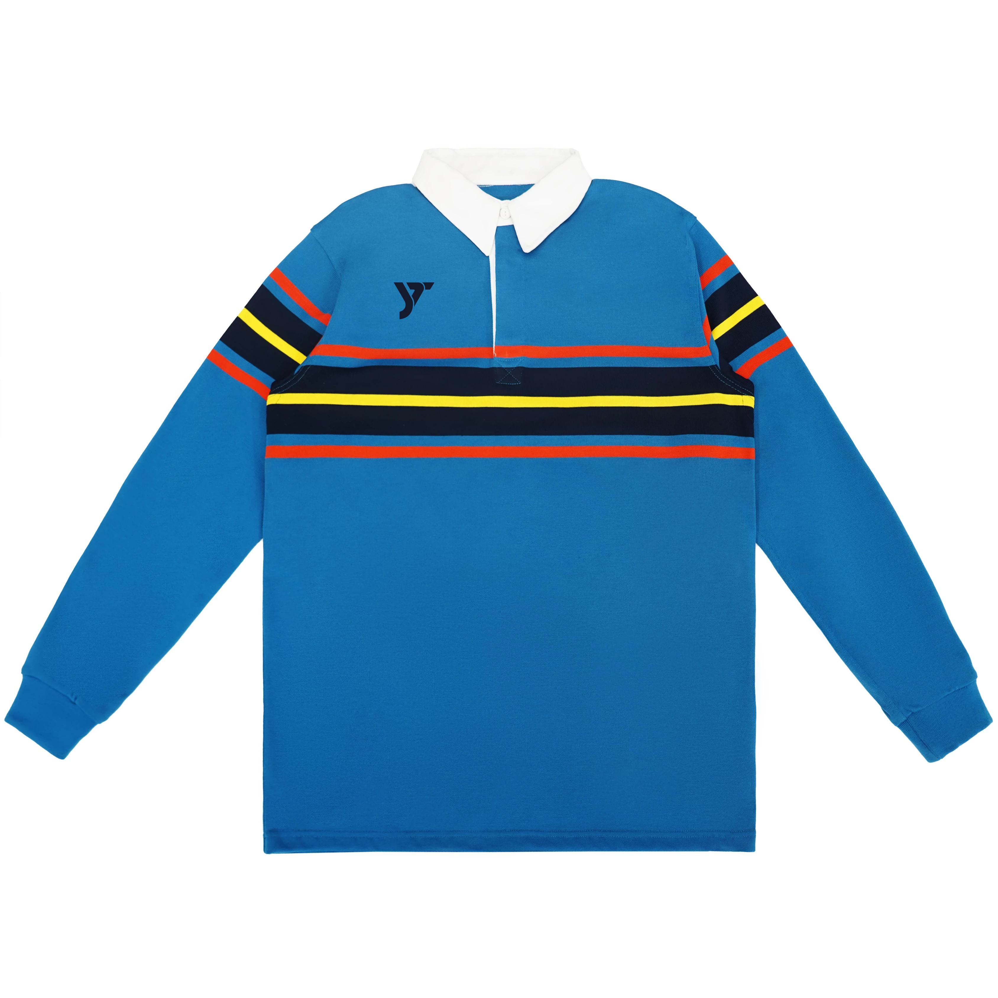 Blue Multi Stripe Long Sleeve Rugby Shirt