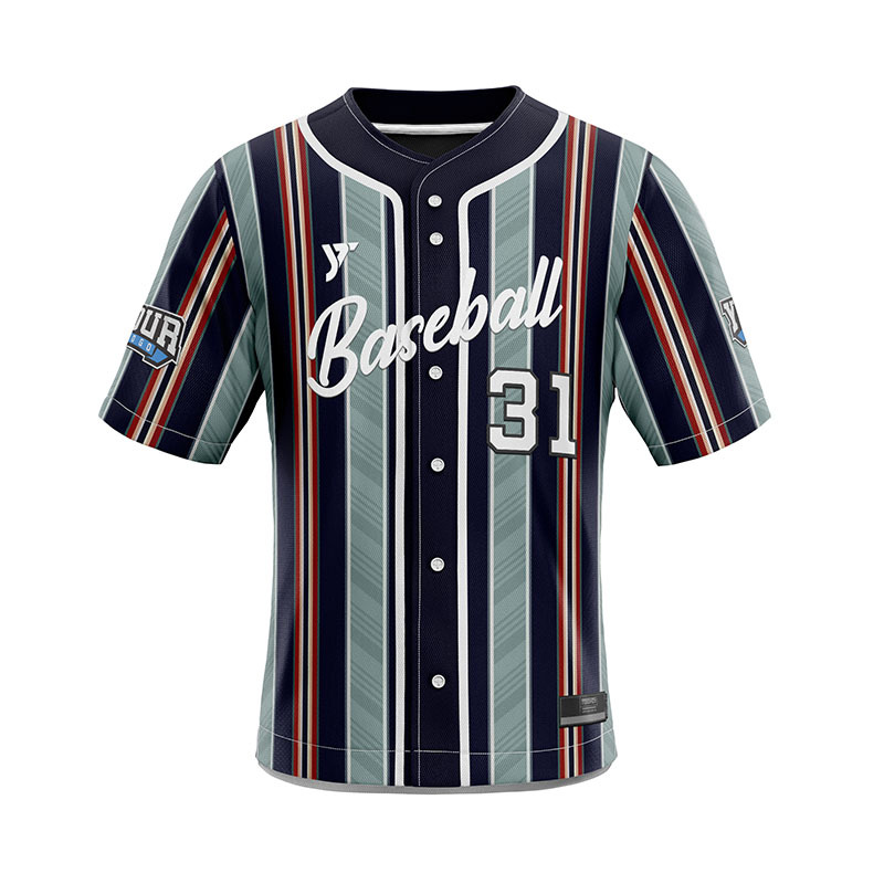 Colorful Striped Navy Baseball Jersey Colorful Striped Navy Baseball Jersey