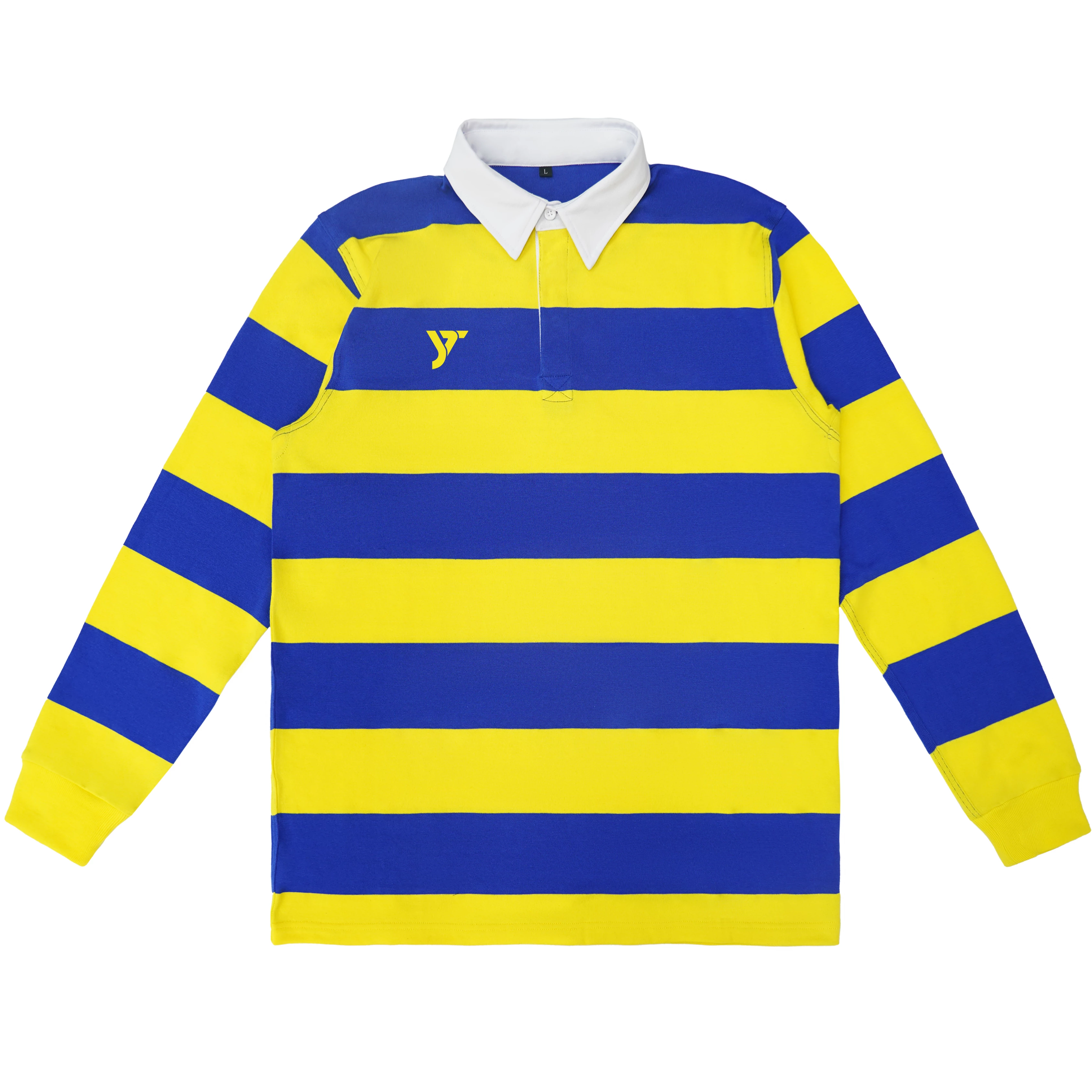 Yellow Blue Striped Long Sleeve Rugby Shirt