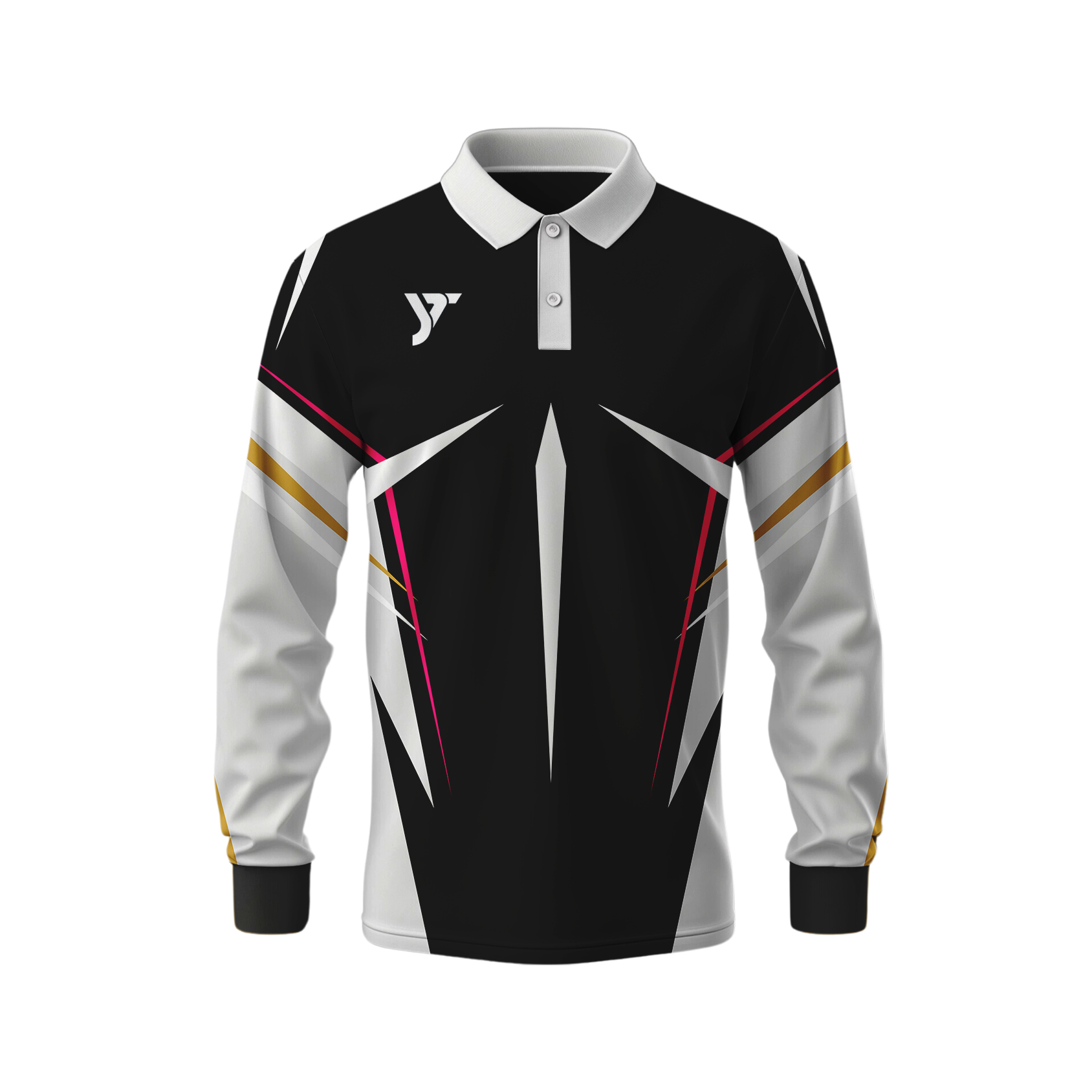 Black Vortex Long Sleeve Polo Jersey