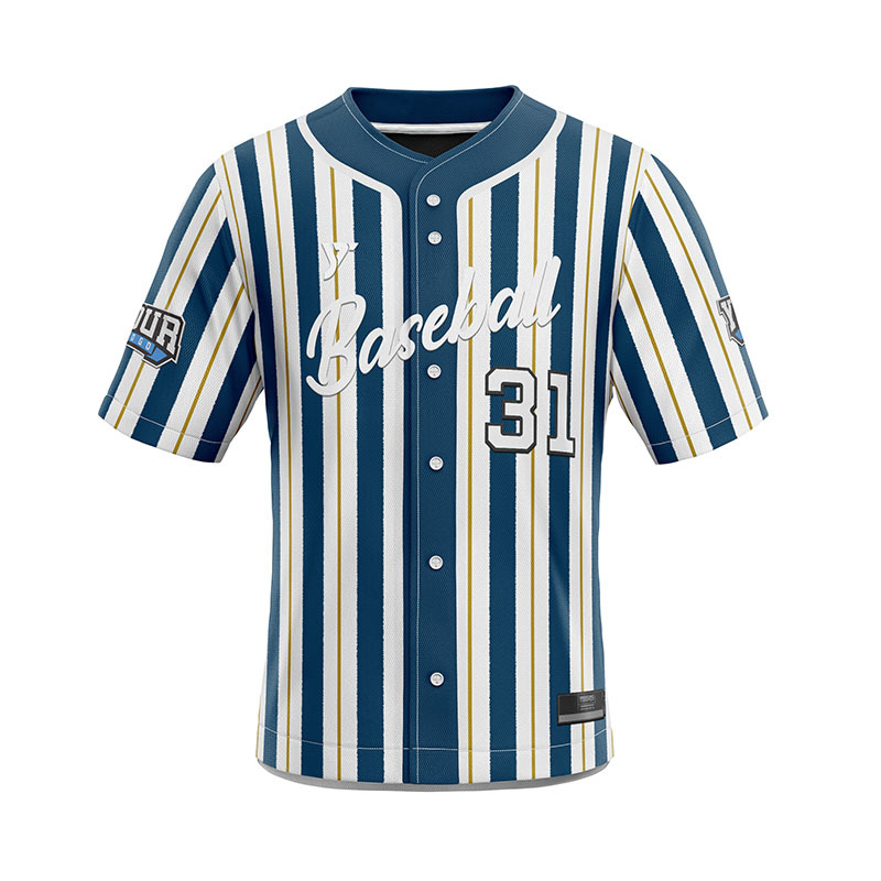 Gold Striped Navy Blue Baseball Jersey Gold Striped Navy Blue Baseball Jersey