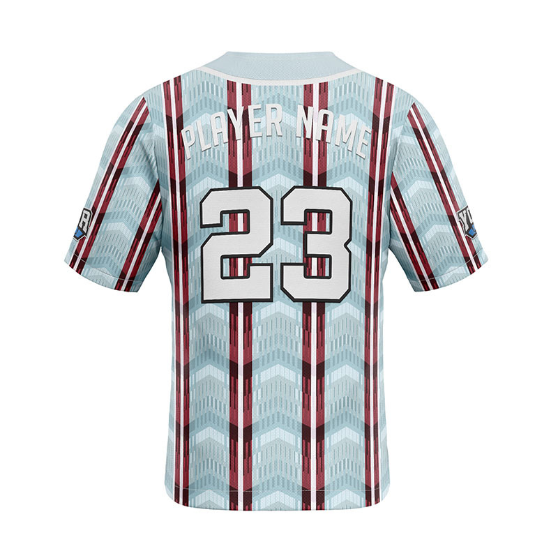 Light Blue Baseball Jersey with Geometric Stripes Light Blue Baseball Jersey with Geometric Stripes